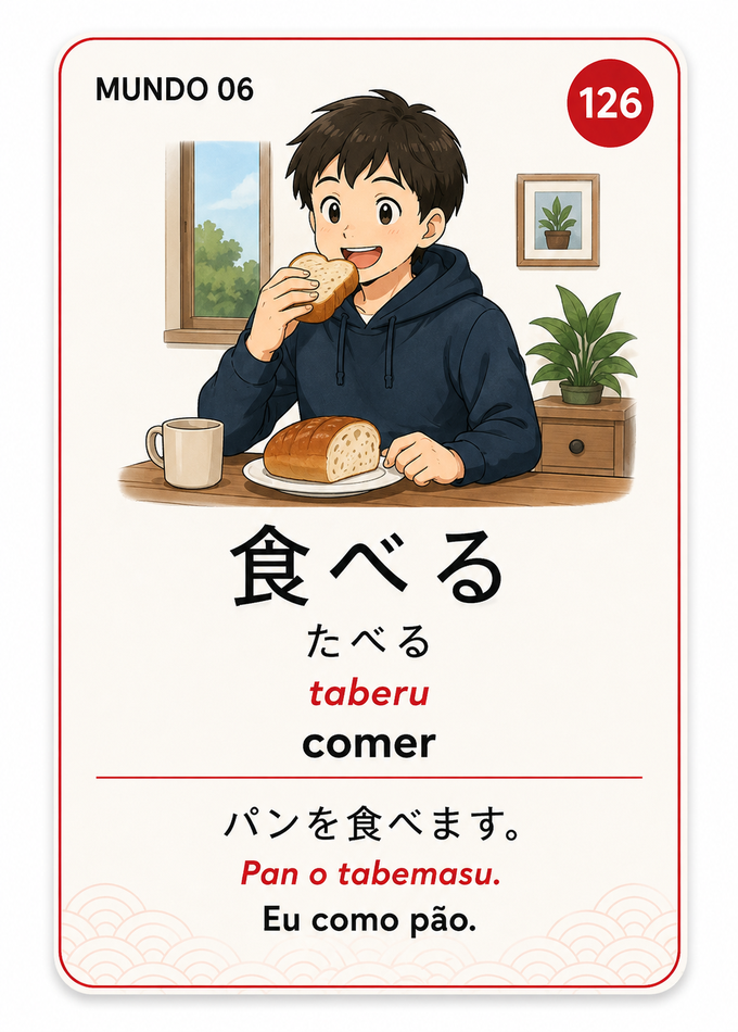 Card Mundo 06: 食べる (taberu) - comer